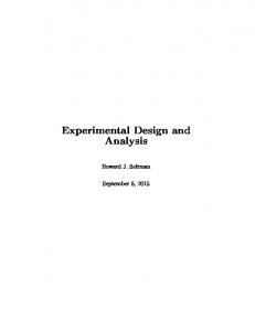 Experimental Design and Analysis