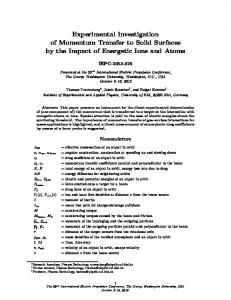 Experimental Investigation of Momentum Transfer to Solid Surfaces by ...