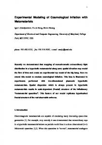 Experimental Modeling of Cosmological Inflation with Metamaterials