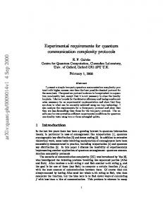 Experimental requirements for quantum communication complexity ...