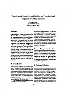 Experimental Research into Usability and Organizational ... - CiteSeerX