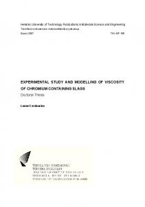 experimental study and modelling of viscosity of chromium ... - CiteSeerX