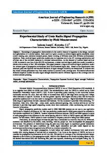 Experimental Study of Umts Radio Signal Propagation ...