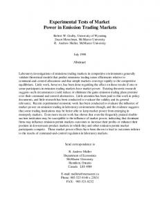 Experimental Tests of Market