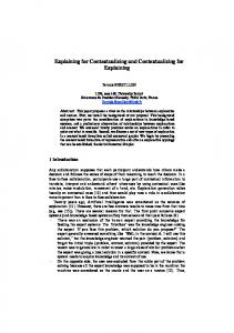 Explaining for Contextualizing and Contextualizing for ... - CiteSeerX