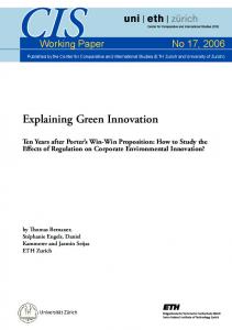 Explaining Green Innovation - CiteSeerX