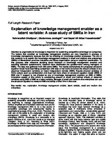 Explanation of knowledge management enabler ... - Academic Journals