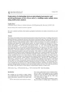 Exploration of relationships between physiological parameters ... - USDA