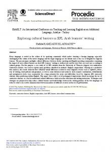 Exploring Cultural Barriers in EFL Arab Learners' Writing - Core