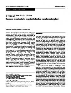 Exposure to solvents in a synthetic leather manufacturing plant