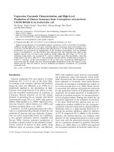 Expression, Enzymatic Characterization, and High