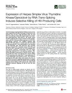 Expression of Herpes Simplex Virus Thymidine Kinase/Ganciclovir by ...