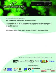 Expression of TERT in precancerous gastric lesions ... - Scielo.br