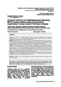 extract attenuates MPTP-induced oxidative stress and behavioral