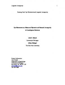 Eye Movements and Linguistic Anomalies - CiteSeerX