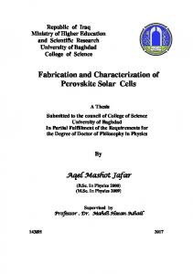 Fabrication and Characterization of Perovskite Solar