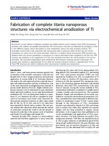 Fabrication of complete titania nanoporous structures ... - BioMedSearch