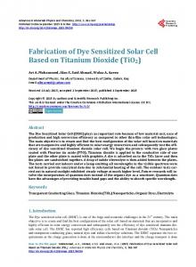 Fabrication of Dye Sensitized Solar Cell Based on Titanium Dioxide ...