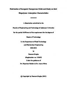 Fabrication of Inorganic Nanoporous Oxide and Study ...