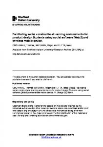 Facilitating social constructivist learning environments for ... - Core