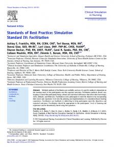 Facilitation - Clinical Simulation in Nursing