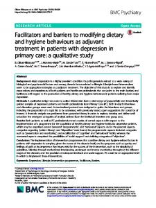 Facilitators and barriers to modifying dietary and ... - BMC Psychiatry