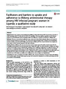 Facilitators and barriers to uptake and adherence to lifelong ... - Core