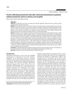 Factors affecting anastomotic leak after colorectal anastomosis in