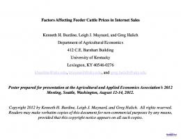 Factors Affecting Feeder Cattle Prices in Internet Sales - AgEcon Search