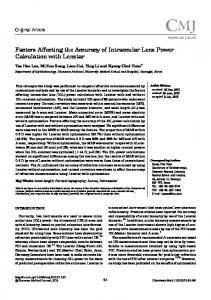 Factors Affecting the Accuracy of Intraocular Lens