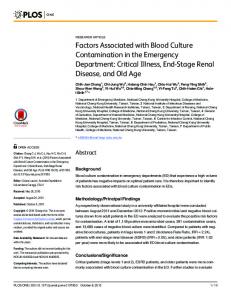 Factors Associated with Blood Culture