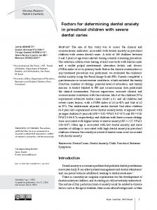 Factors for determining dental anxiety in preschool children ... - SciELO