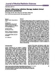 Factors influencing radiation therapy student ... - Wiley Online Library