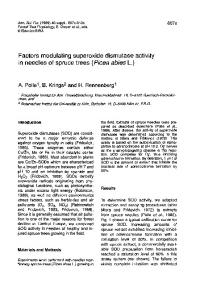 Factors modulating superoxide dismutase activity