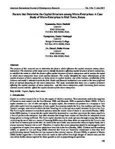 Factors that Determine the Capital Structure among Micro-Enterprises ...