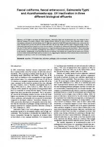 Faecal coliforms, faecal enterococci, Salmonella Typhi and ...