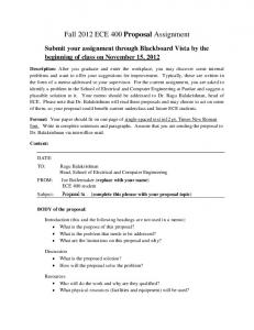 Fall 2012 ECE 400 Proposal Assignment