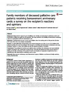 Family members of deceased palliative care ... - BMC Palliative Care