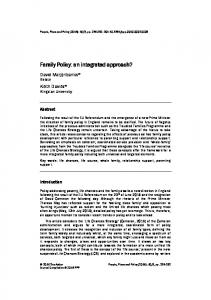 Family Policy: an integrated approach?