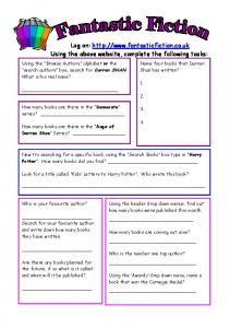 Fantastic Fiction Activity Worksheet