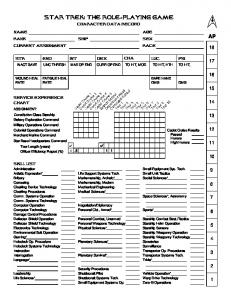 FASA Star Trek RPG Character Sheets - Mad Irishman