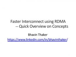 Faster Interconnect using RDMA -- Quick Overview on