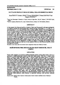 FATTY ACID PROFILE IN MILK OF BUSHA, CIKA AND SIMMENTAL ...