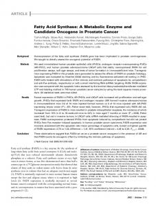 Fatty Acid Synthase - Semantic Scholar