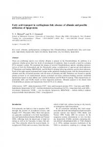 Fatty acid transport in cartilaginous fish: absence of albumin and ...