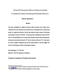 FDI and ICT Innovation Effects on Productivity Growth - CiteSeerX