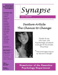 Feature Article The Chance to Change - Kwantlen Polytechnic University