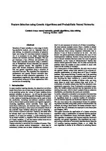 Feature Selection using Genetic Algorithms and Probabilistic Neural ...