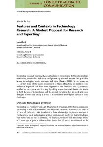 Features and Contexts in Technology Research: A ... - Semantic Scholar