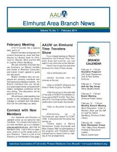 February 2014 newsletter - AAUW Elmhurst Area